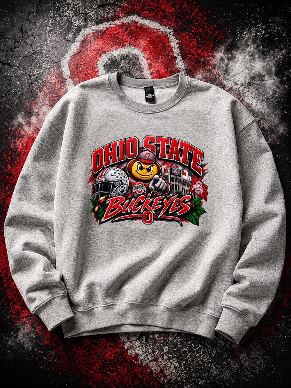 Ohio State Buckeyes Gray Crewneck Sweatshirt UniSex SZ-XL